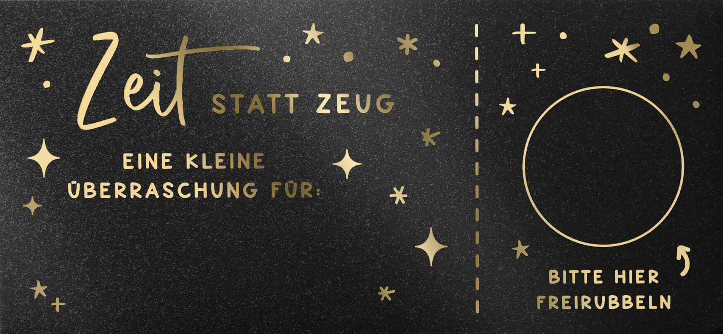 Rubbelgutschein personalisiert Zeit statt Zeug