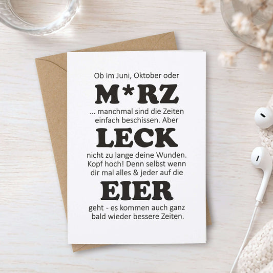Grußkarte "M*RZ LECK EIER" – Klappkarte A6 mit Umschlag