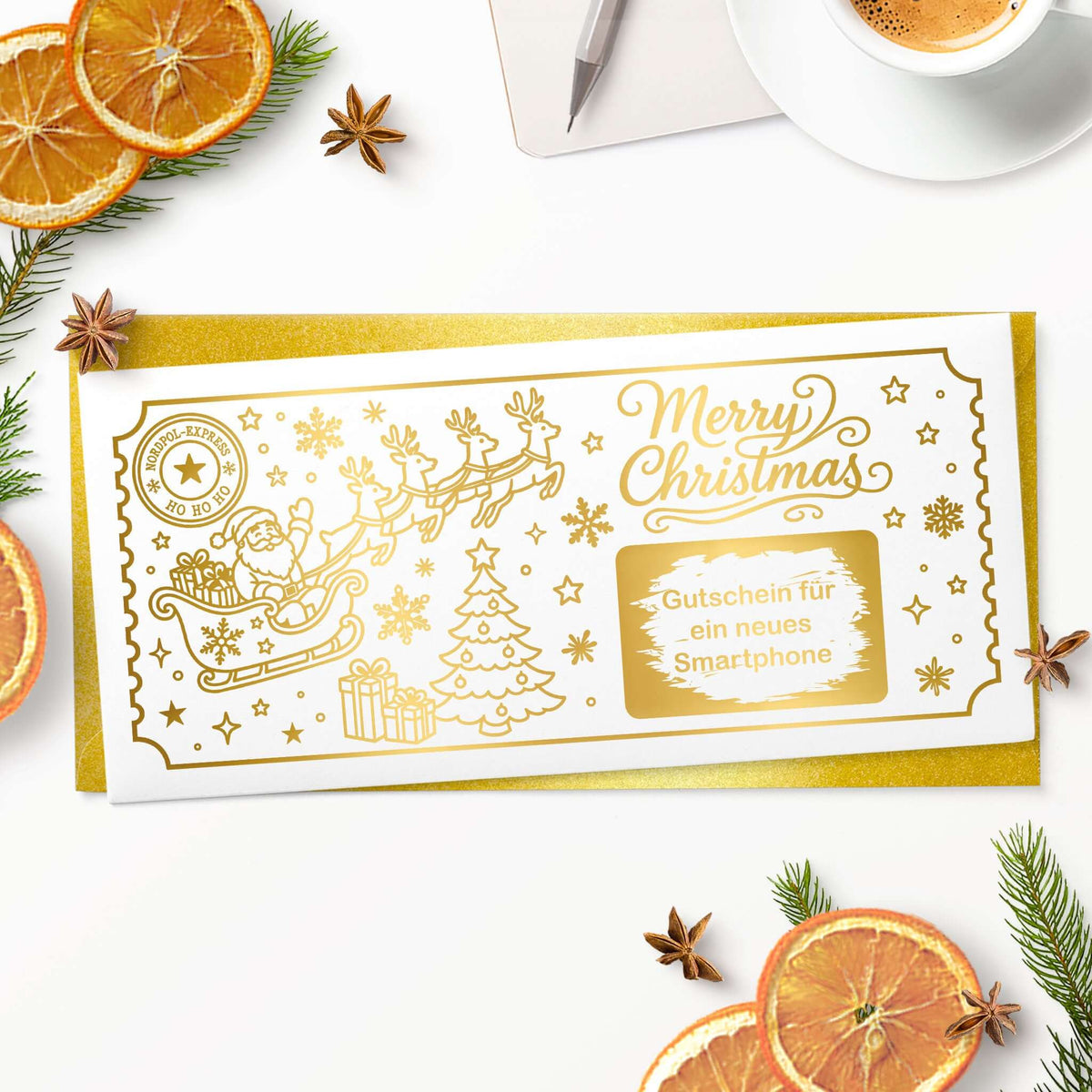 Rubbelkarte Weihnachten Nordpol-Express mit Wunschtext