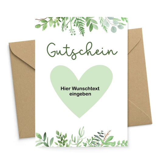 Rubbelkarte Gutschein Greenery online konfigurierbar Beispiel