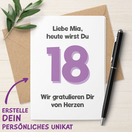 Personalisierte Geburtstagskarte mit Namen