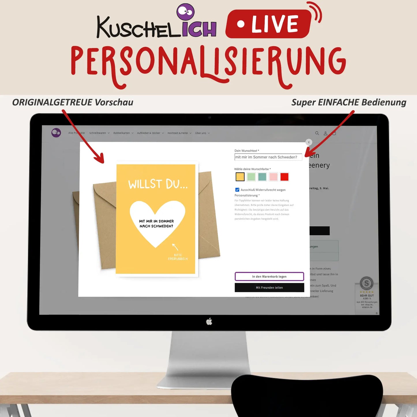 Rubbelkarte "Willst Du..." personalisierbar