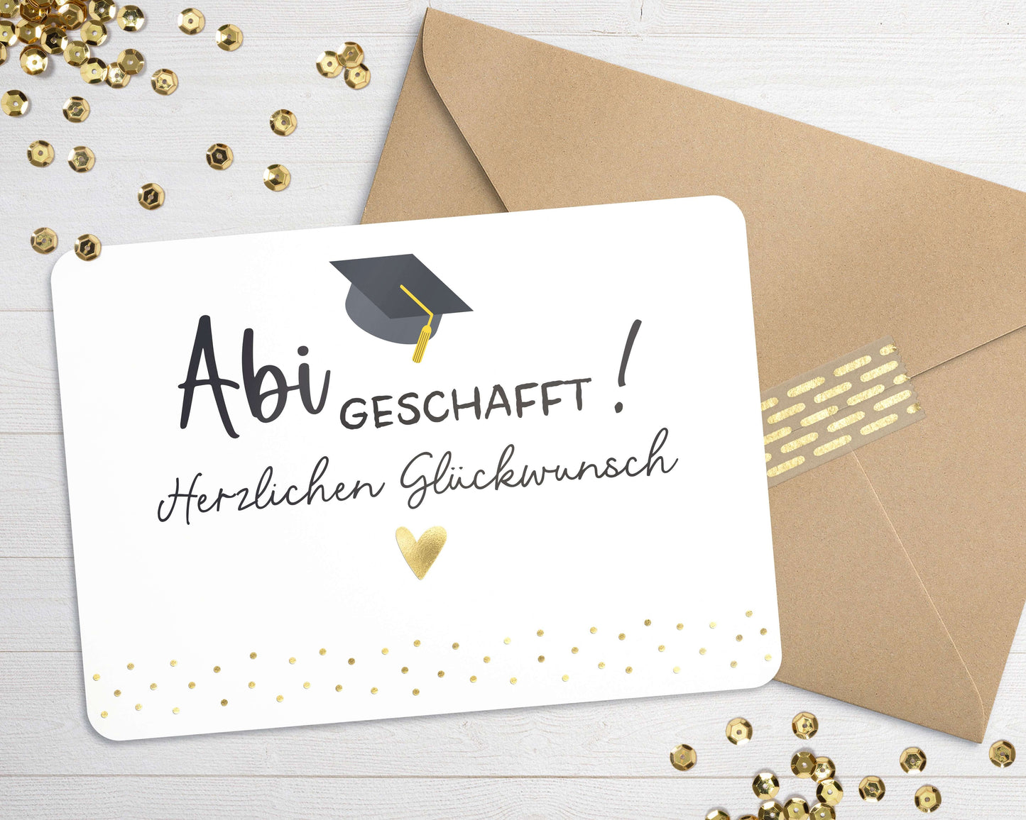 Karte Abitur bestanden mit Briefumschlag