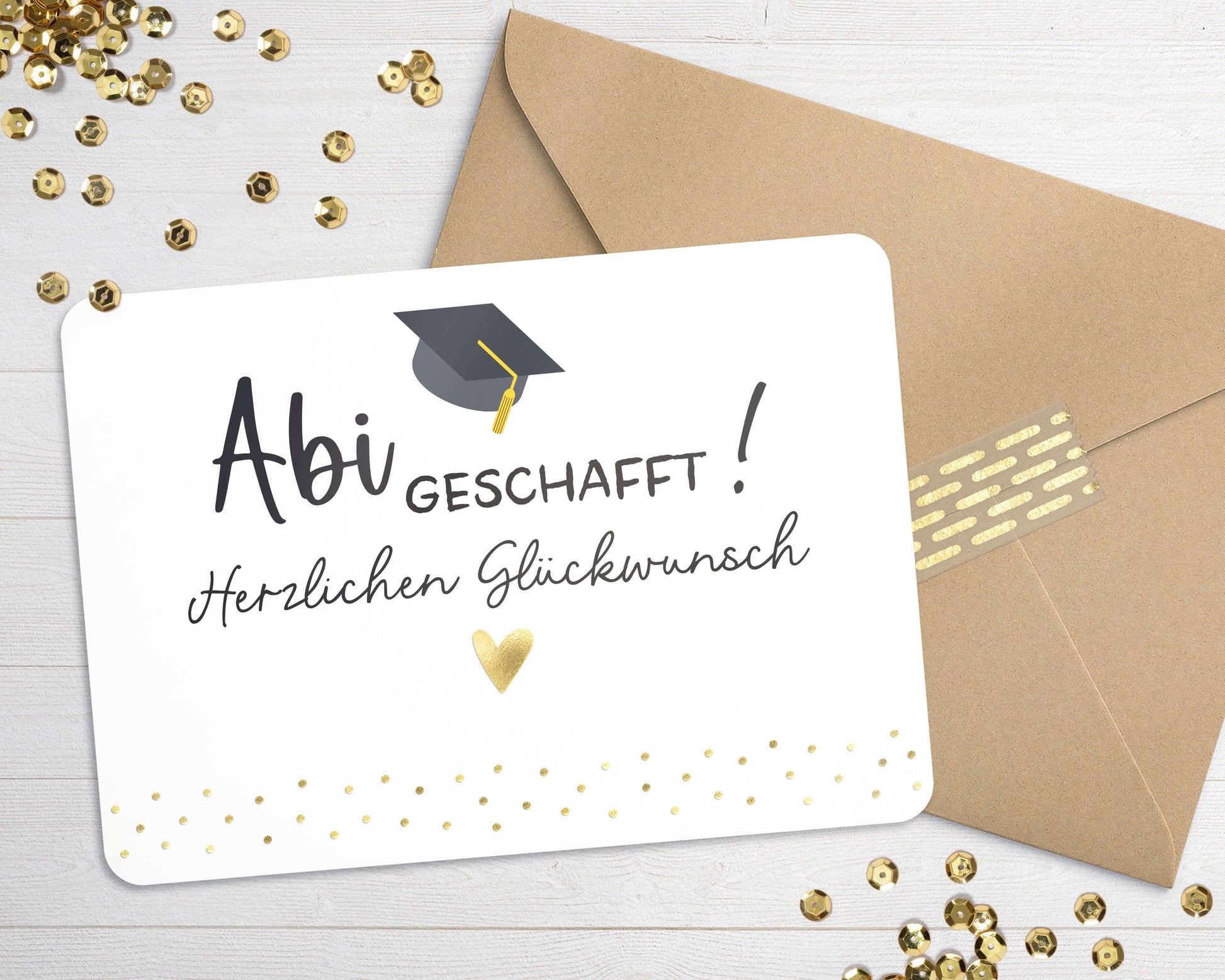 Karte Abitur bestanden mit Briefumschlag