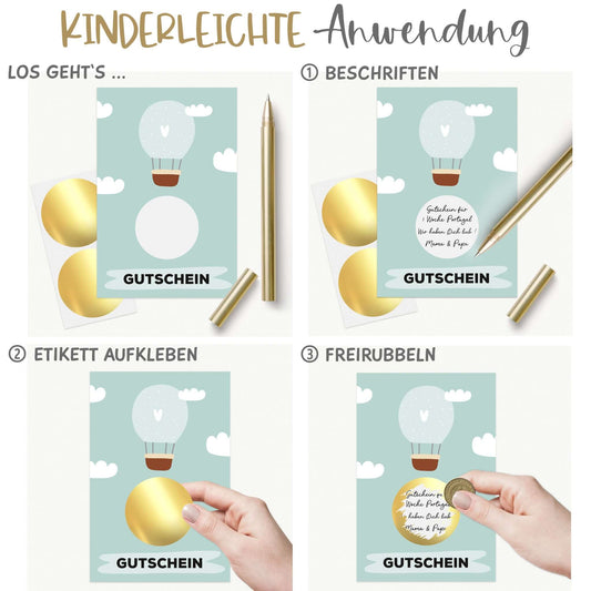 Anwendung Rubbelaufkleber gold glänzend rund 5 cm ⌀ - Gold metallic Scratch Off Sticker