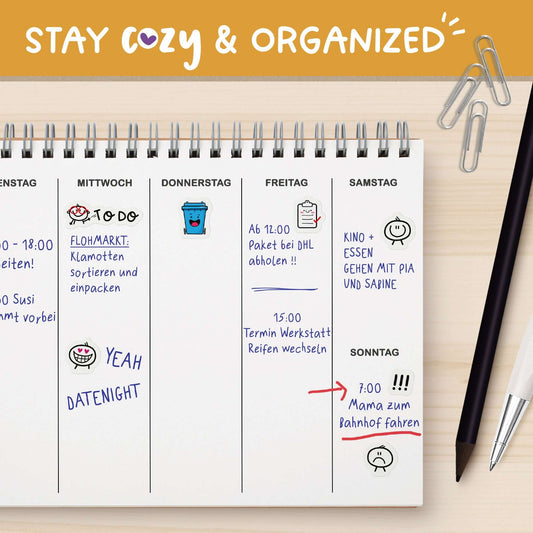 Anwendungsbeispiel Aufkleber Altpapier blaue Tonne im Kalender