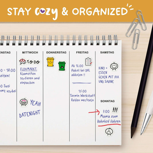 Anwendungsbeispiel Aufkleber Plastikmüll im Kalender