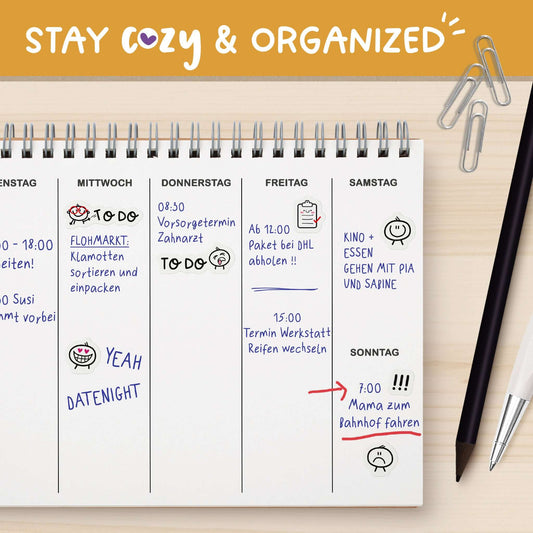 Anwendungsbeispiel für Aufkleber Terminplaner, Bulletjournal, Kalender