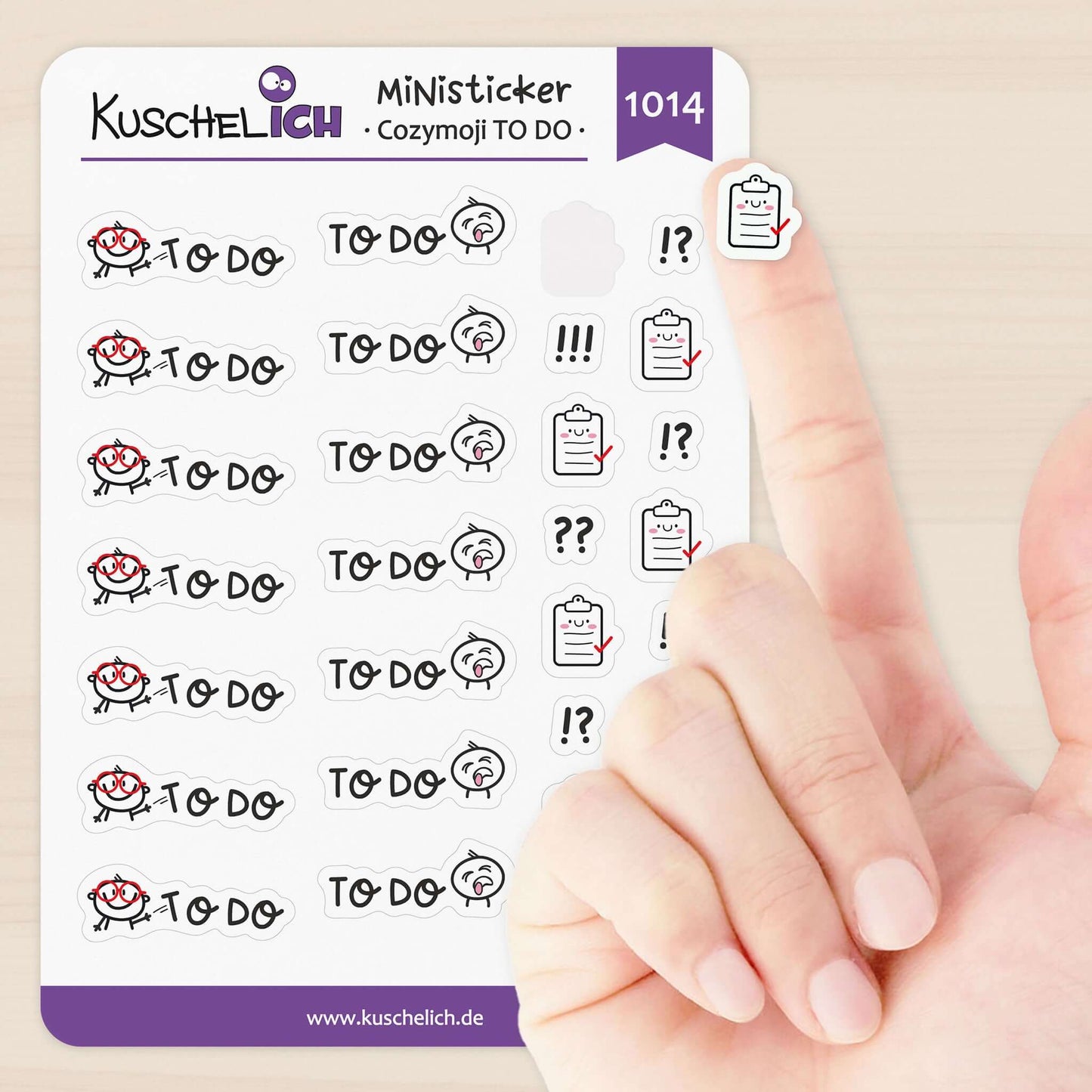 Größendarstellung Aufkleber To Do Emoji passend für Terminplaner, Kalender, Bulletjournal