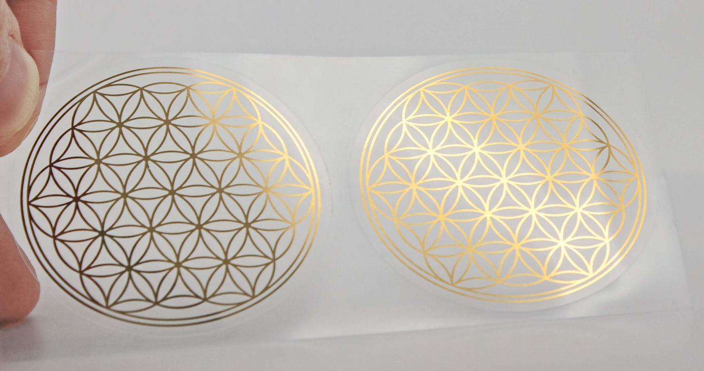 Blume des Lebens Aufkleber gold transparent