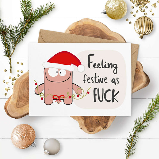 Lustige Grußkarte "Feeling Festive as FUCK"