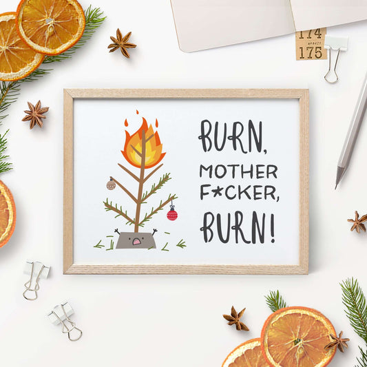 Böse Weihnachtskarte "Burn Motherfucker, Burn" - Ansicht