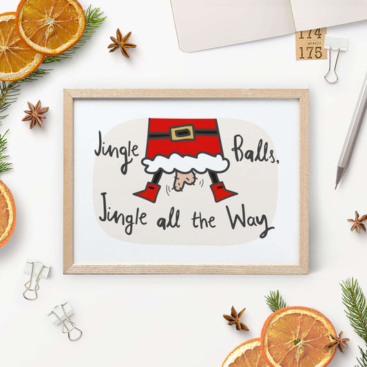 Lustige Weihnachtskarte "Jingle Balls" - Dekorationsbeispiel