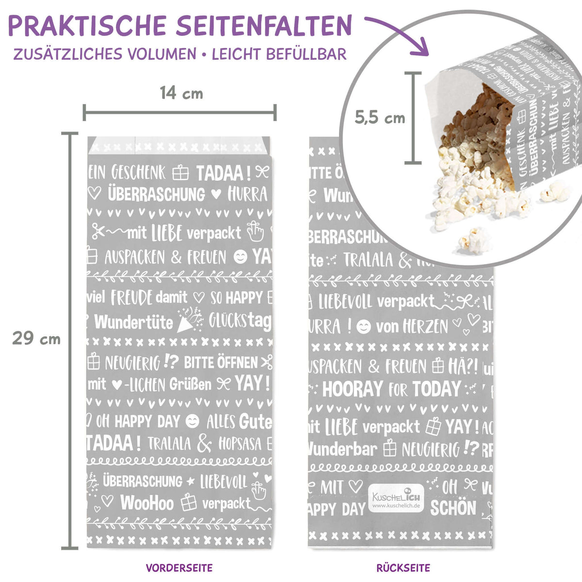 Geschenktüte Papiertüte Verpackungstüte grau Abmessungen