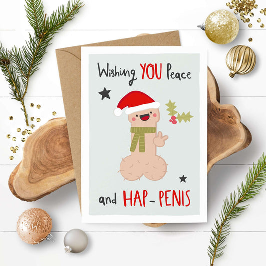 Grußkarte "Wish You Peace and Hap-Penis"