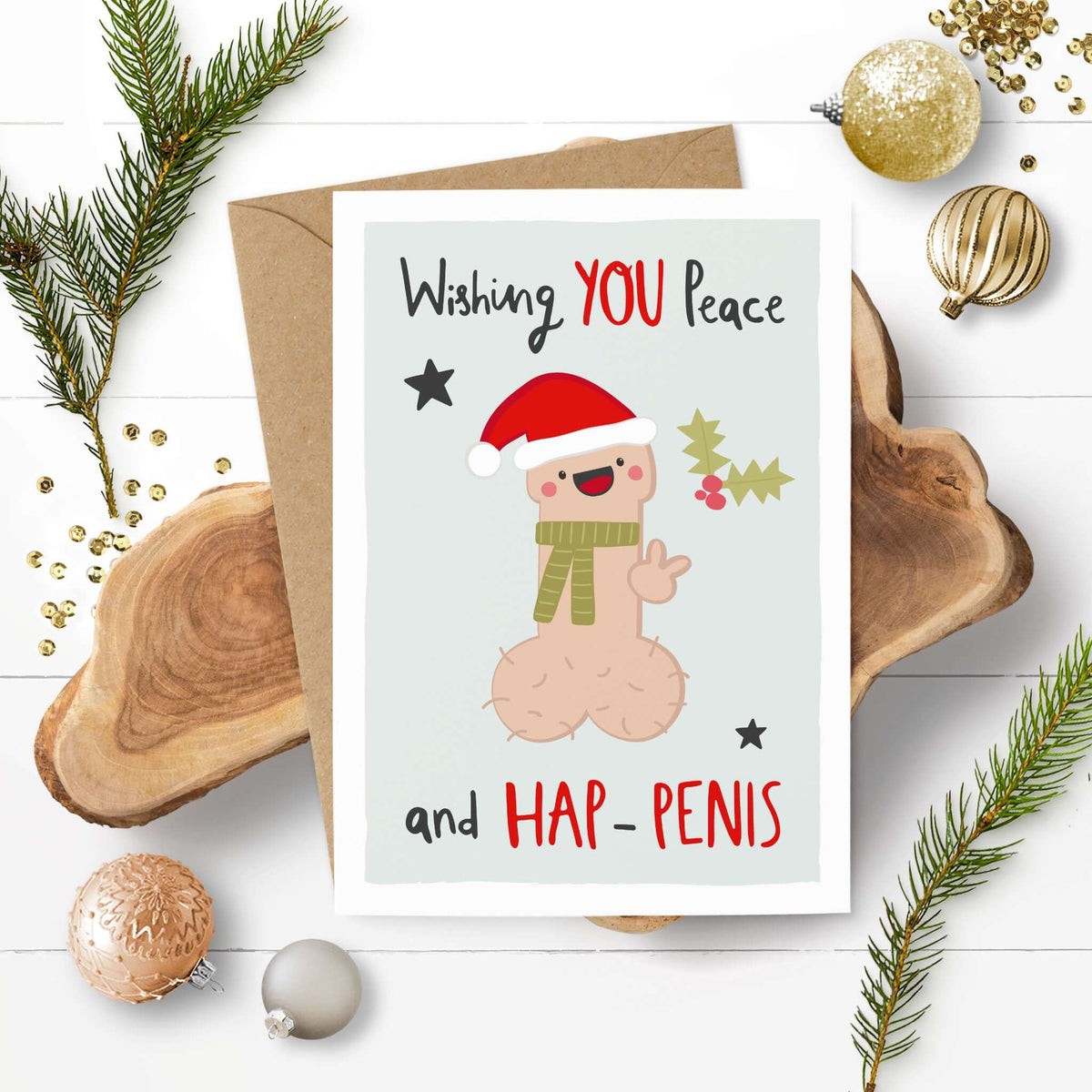 Grußkarte "Wish You Peace and Hap-Penis"