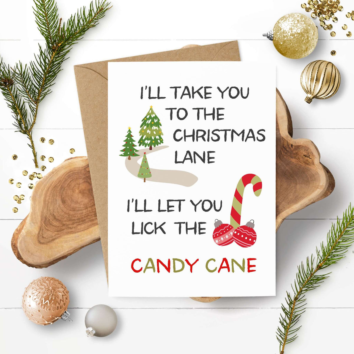Karte "Candy Cane" witzige Postkarte Adventszeit