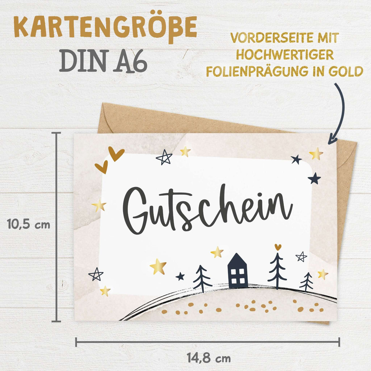 Karte "Gutschein" im Format DIN A6 mit Umschlag