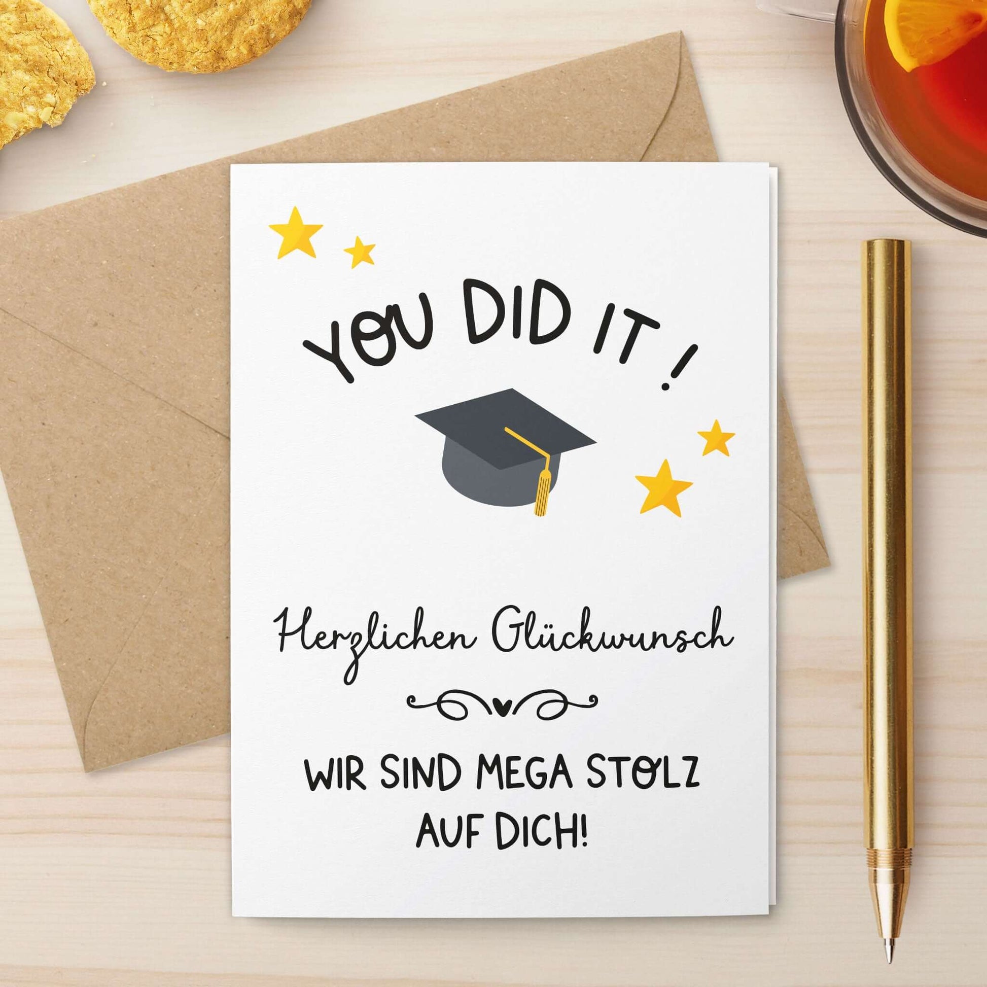 Karte Abschluss Prüfung bestanden Klappkarte mit Umschlag