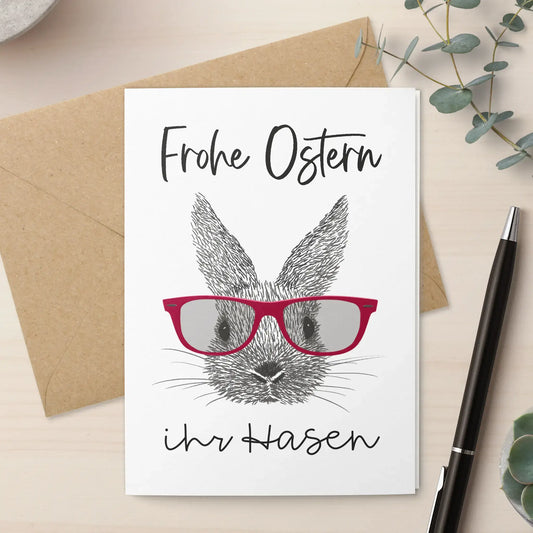 Osterkarte Frohe Ostern ihr Hasen mit Umschlag