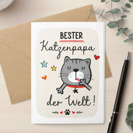 Klappkarte "Bester Katzenpapa der Welt" mit Umschlag