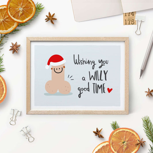 Freche Weihnachtskarte "Wishing you a Williy good Time" - Vorderseite