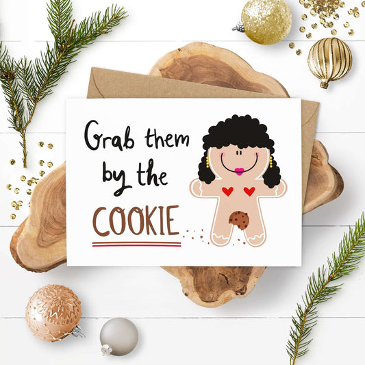 Lustige Weihnachtskarte "Grab them by the COOKIE" - Dekorationsbeispiel