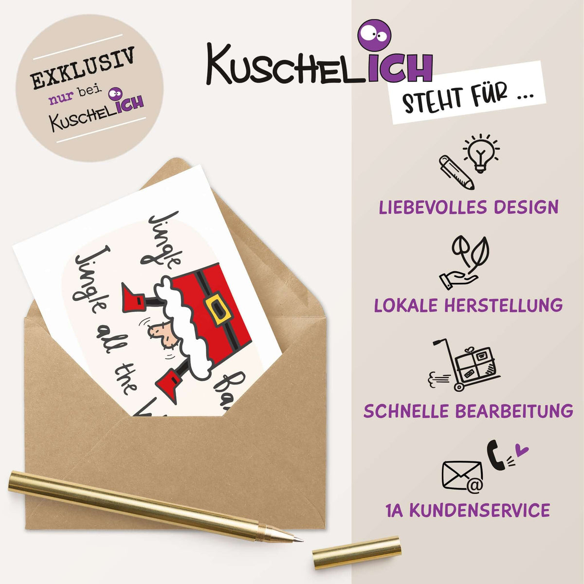 Witzige Weihnachtskarte - Qualität aus Deutschland