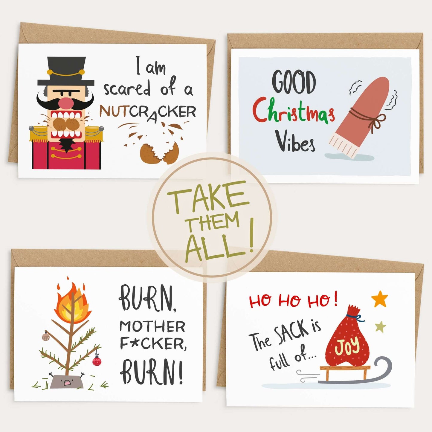 Lustige Weihnachtskarte "Scared of a Nutcracker" - weitere lustige Motive