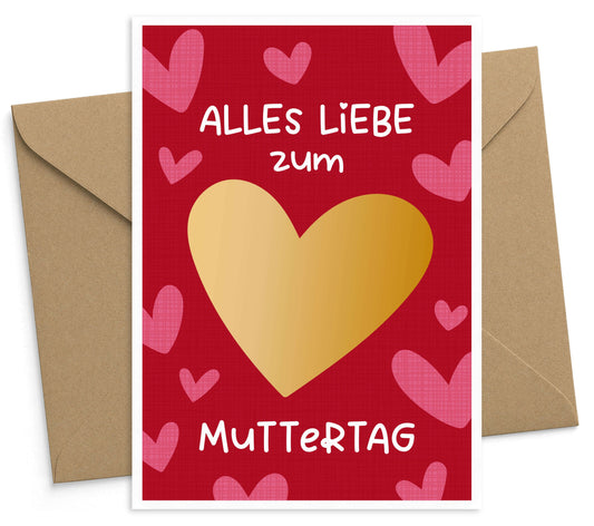 Muttertagskarte Rubbelkarte Muttertag Alles Liebe zum Muttertag Rubbeletikett gold