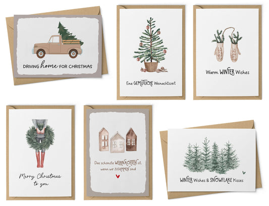 Weihnachtskarten "Cozy Christmas" 6 Motive
