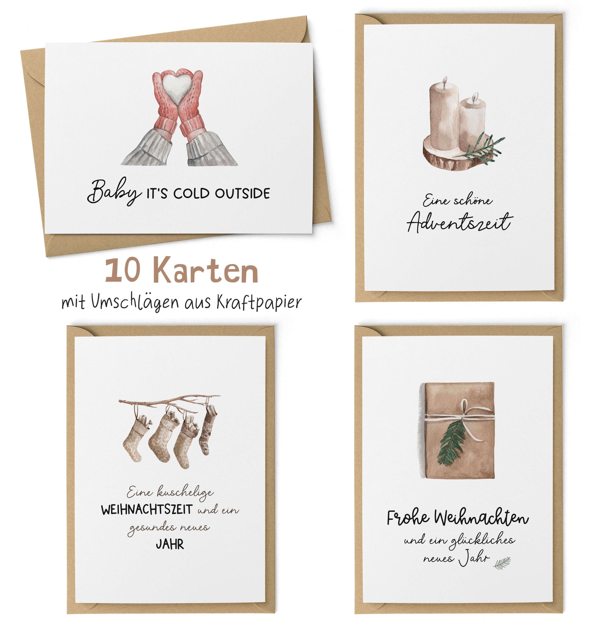 Weihnachtskarten "Cozy Christmas" 4 Motive