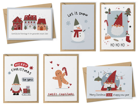 Weihnachtskarten "Weihnachtswichtel" 6 Motive
