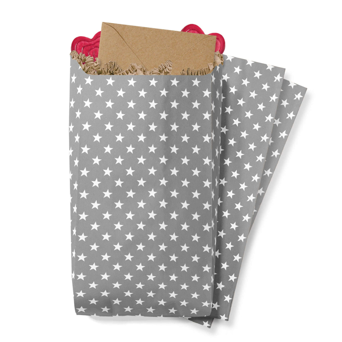 Papiertüten grau mit Sternen