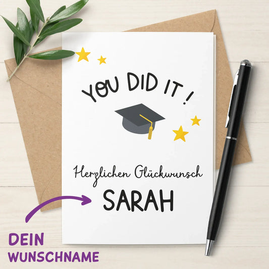 Karte zum Abschluss personalisiert - personalisierbar