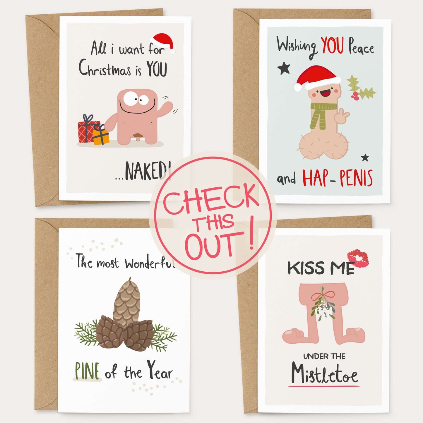 Karte "Wish You Peace" lustige Weihnachtskarten