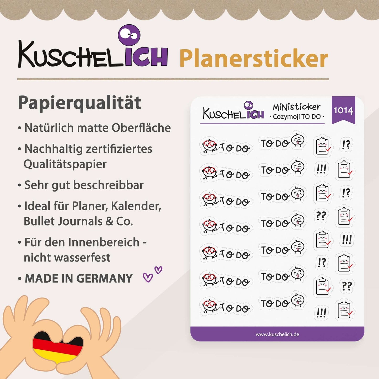 Qualitätsmerkmale Aufkleber Bulletjournal, Terminkalender, Planer