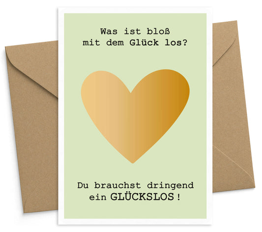 Rubbelkarte Glückslos Rubbeletikett Herz gold