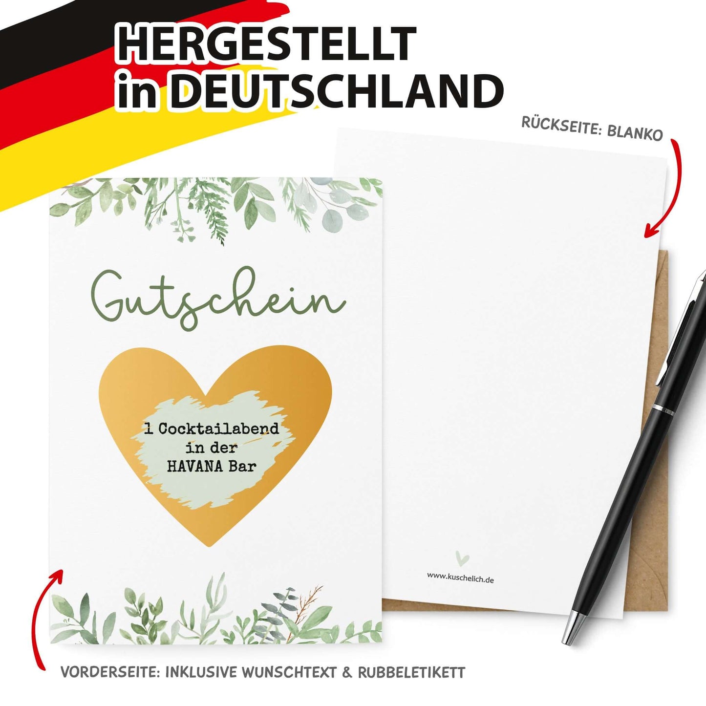 Rubbelkarte Gutschein Greenery Ansicht