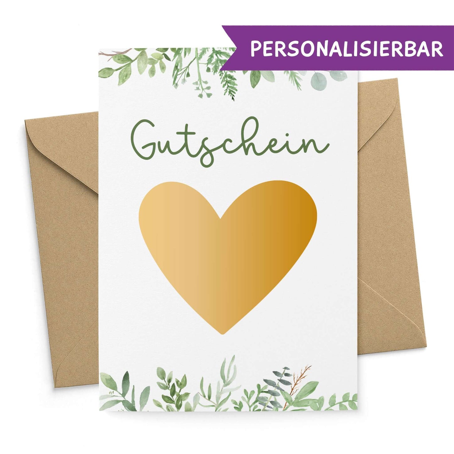Rubbelkarte Gutschein Greenery personalisierbar