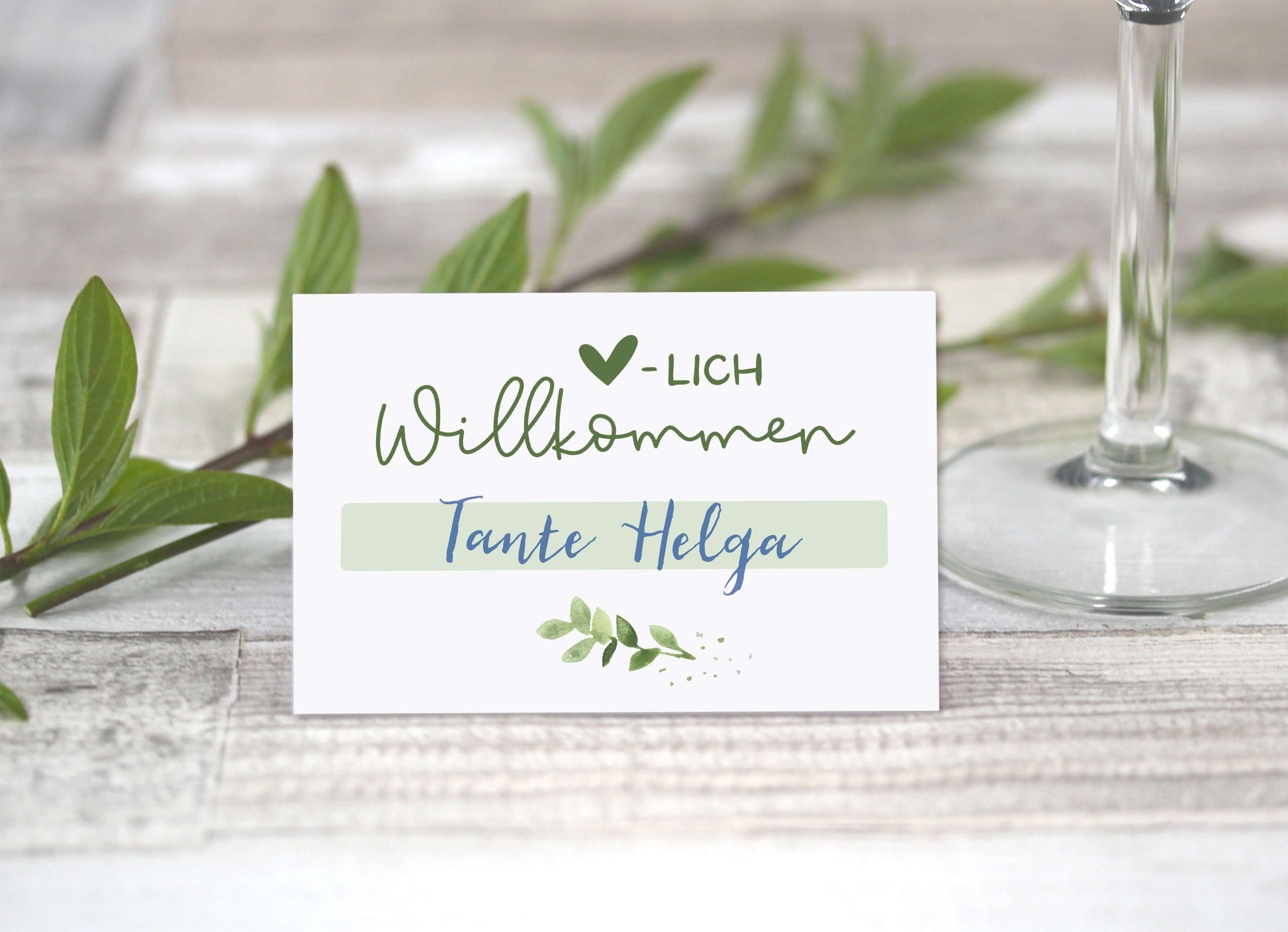 Platzkarte Hochzeit Dekobeispiel Herzlich Willkommen