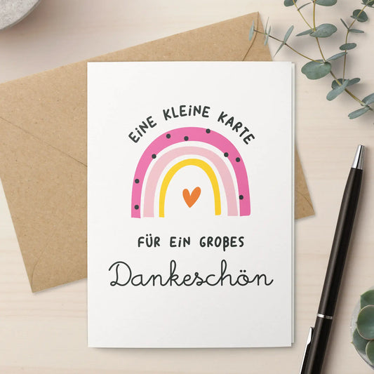 Liebevoll gestaltete Klappkarte zum Danke sagen mit Umschlag