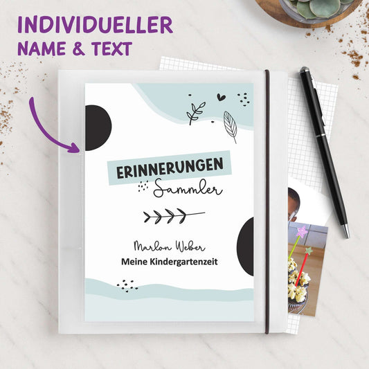 Beispiel: Erinnerungsordner mit Name und Text für Kindergartenzeit