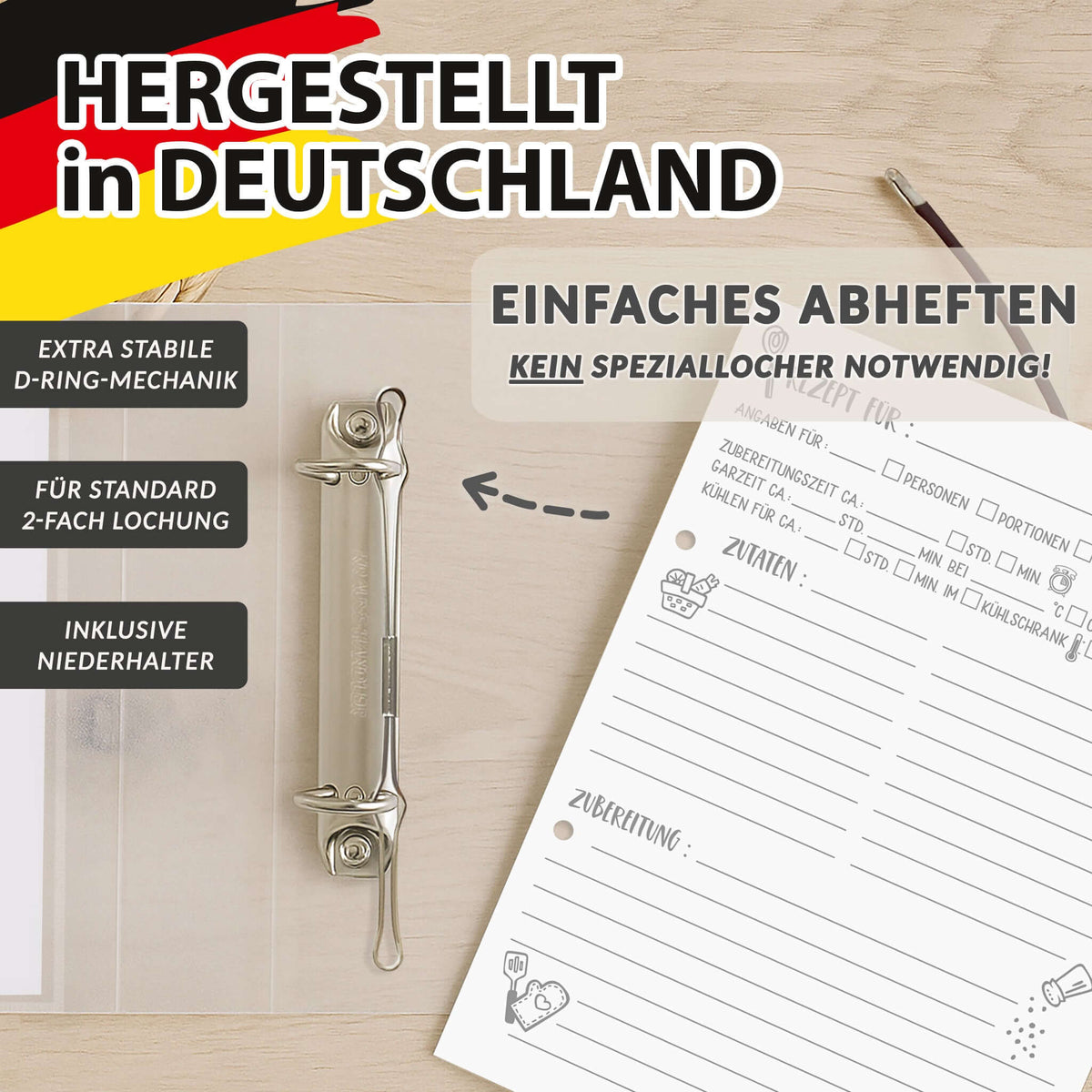 Detailansicht D-Ring-Mechanik im Flexibook A4 Ringordner