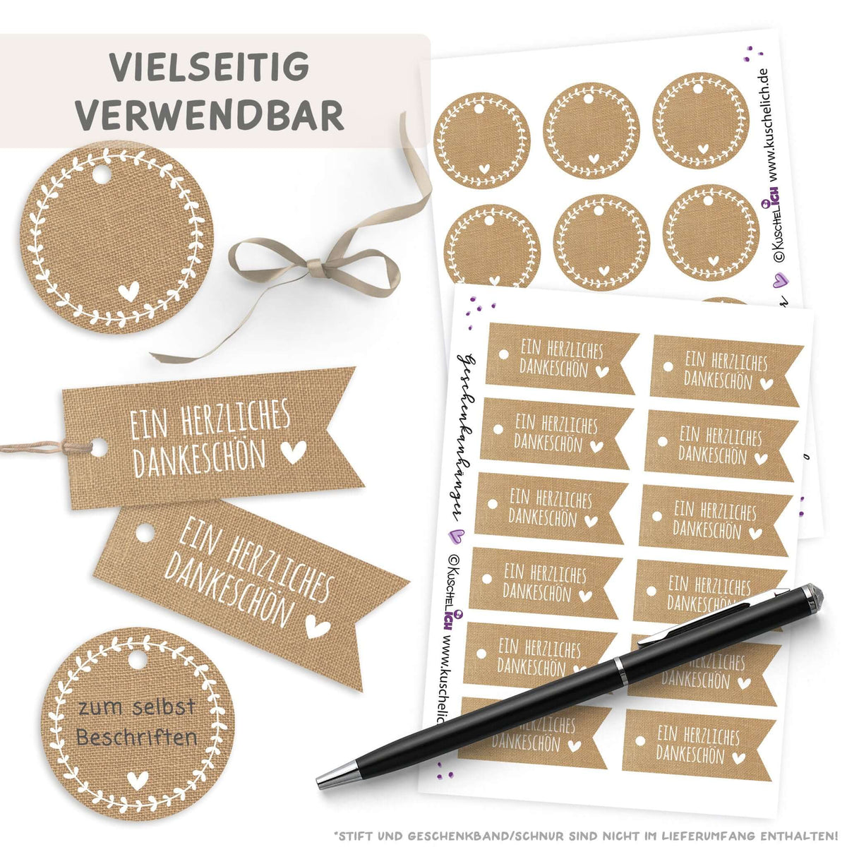 Geschenk-Anhänger Set im Kraftpapier-Look mit Spruch und Blanko-Feldern zum Beschriften
