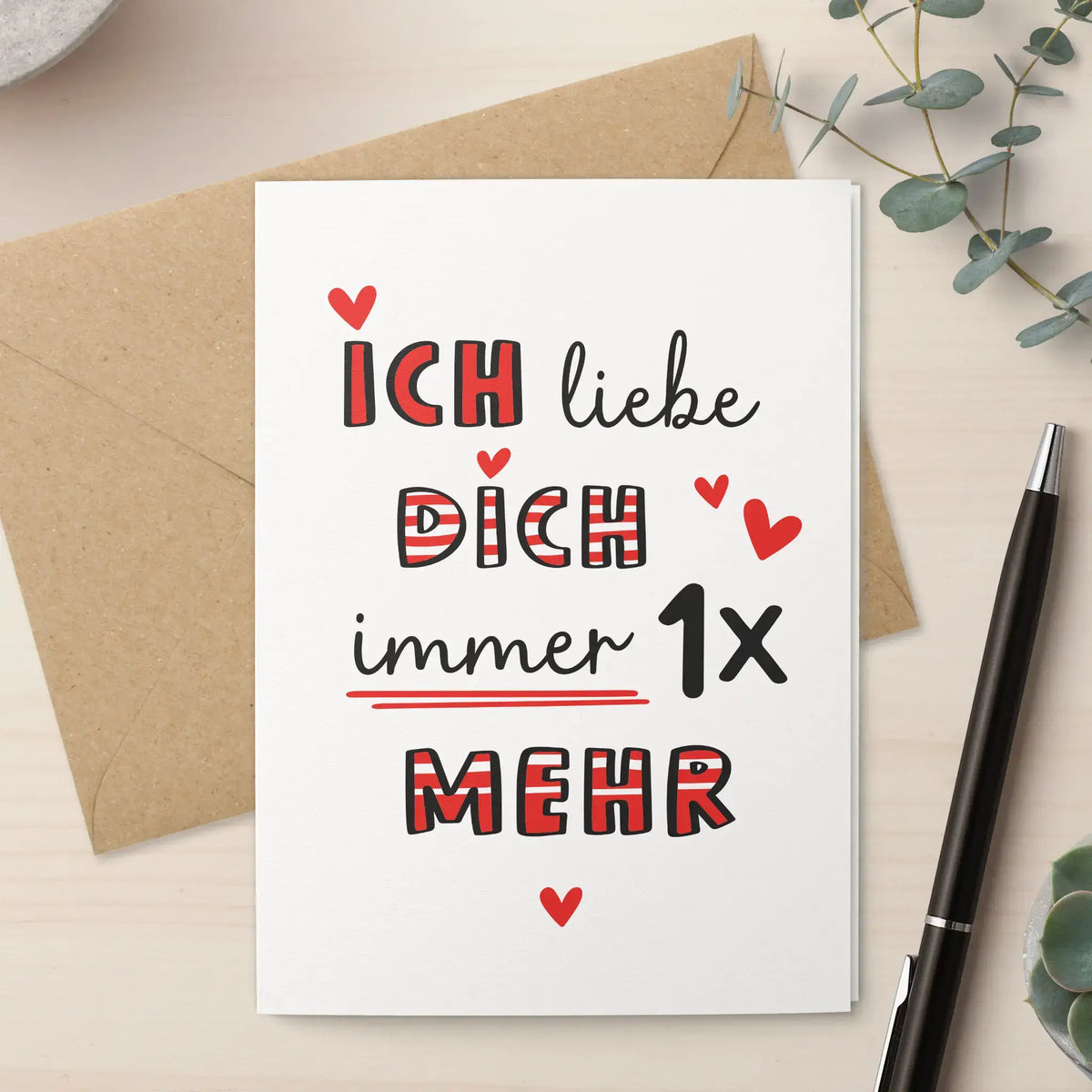 Klappkarte mit Umschlag, humorvolle Liebeserklärung für Partner