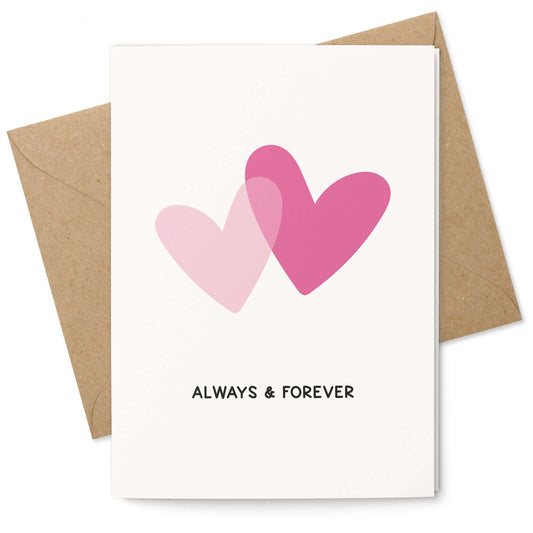 Hochzeitskarte Always & Forever mit Herzen und Kraftpapier-Umschlag