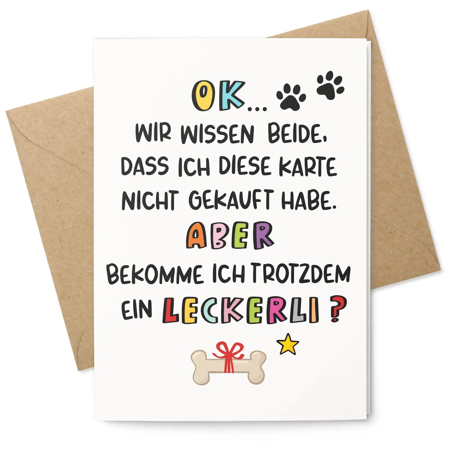 Witzige Hundekarte mit Umschlag – Geschenkidee für Hundebesitzer, ideal für Geburtstag oder Dankeschön.