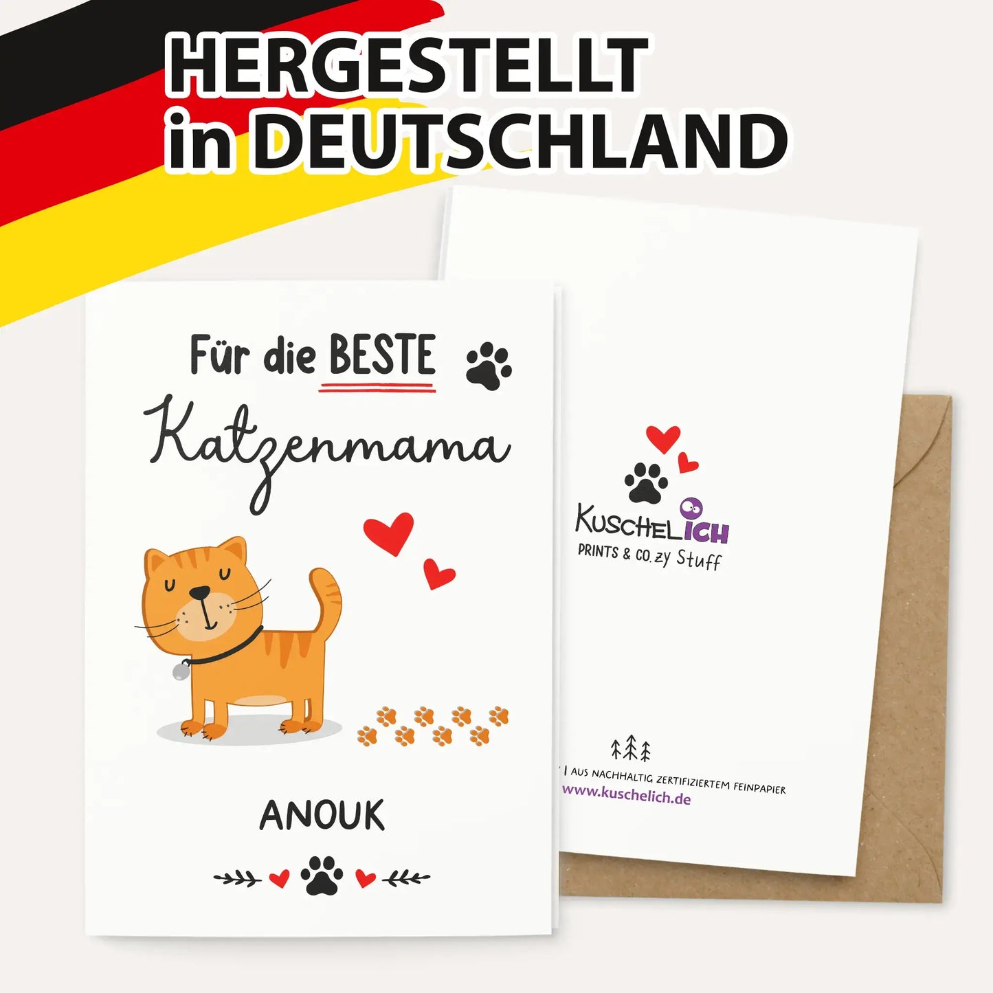 Einzigartige Klappkarte für Katzenliebhaber mit süßem Katzenmotiv