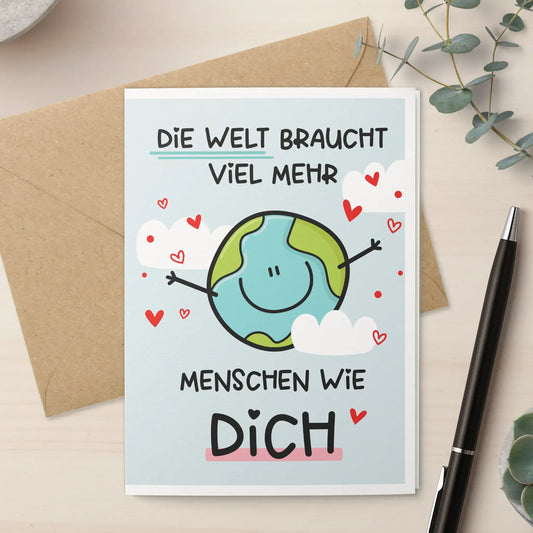 Stimmungsbild der Grußkarte „Menschen wie dich“ mit Dekoration